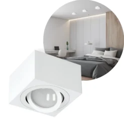 Påbygningsspots | 5 stk. pakke inkl. lyskilder 3000K | Firkant | Hvid | m. Kip | Indendørs | 230V