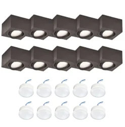 Påbygningsspots | 10 stk. pakke inkl. lyskilder 4000K | Firkant | Sort | m. Kip | Indendørs | 230V