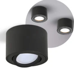 Påbygningsspots | 5 stk. pakke inkl. lyskilder 3000K | Sort | m. Kip | Indendørs | 230V