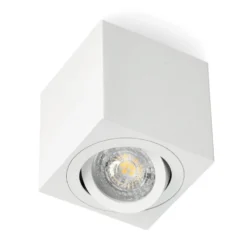 Påbygningsspots | 10 stk. pakke inkl. Gu10 3000K | Dæmpbar | Firkant | Hvid | m. Kip | Indendørs | 230V