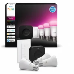 Philips Hue E27 Startsæt | White & Color Ambiance | Bridge Pro + Switch | 1100lm | 8.1W
