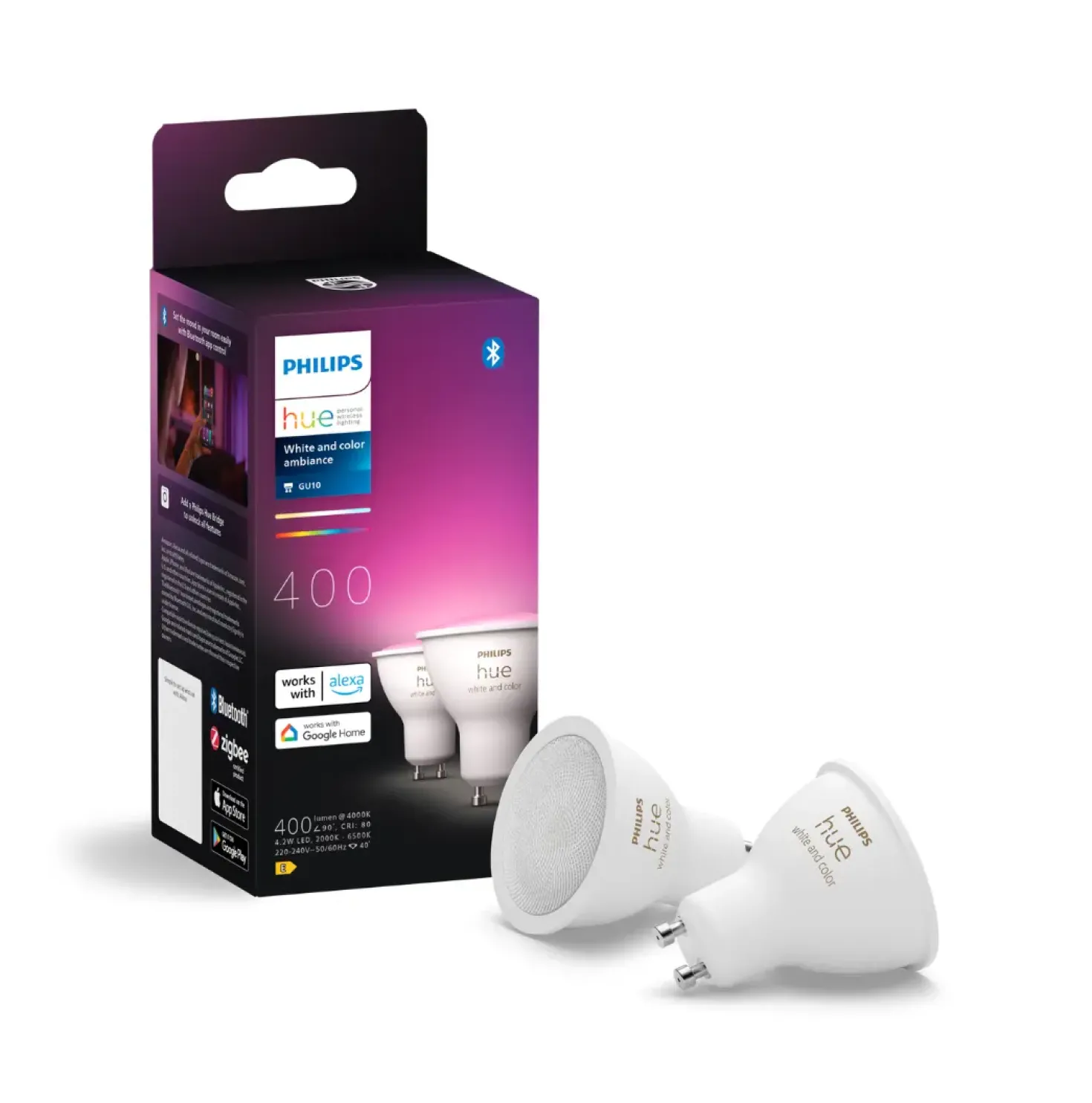 Philips Hue GU10 | 2-pak | White & Color Ambiance | 400lm | 4,2W