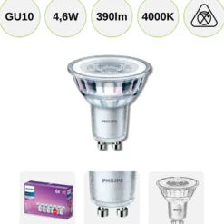 Philips LED Spot GU10 | 6-pak | 4,6W | 390lm | 4000K