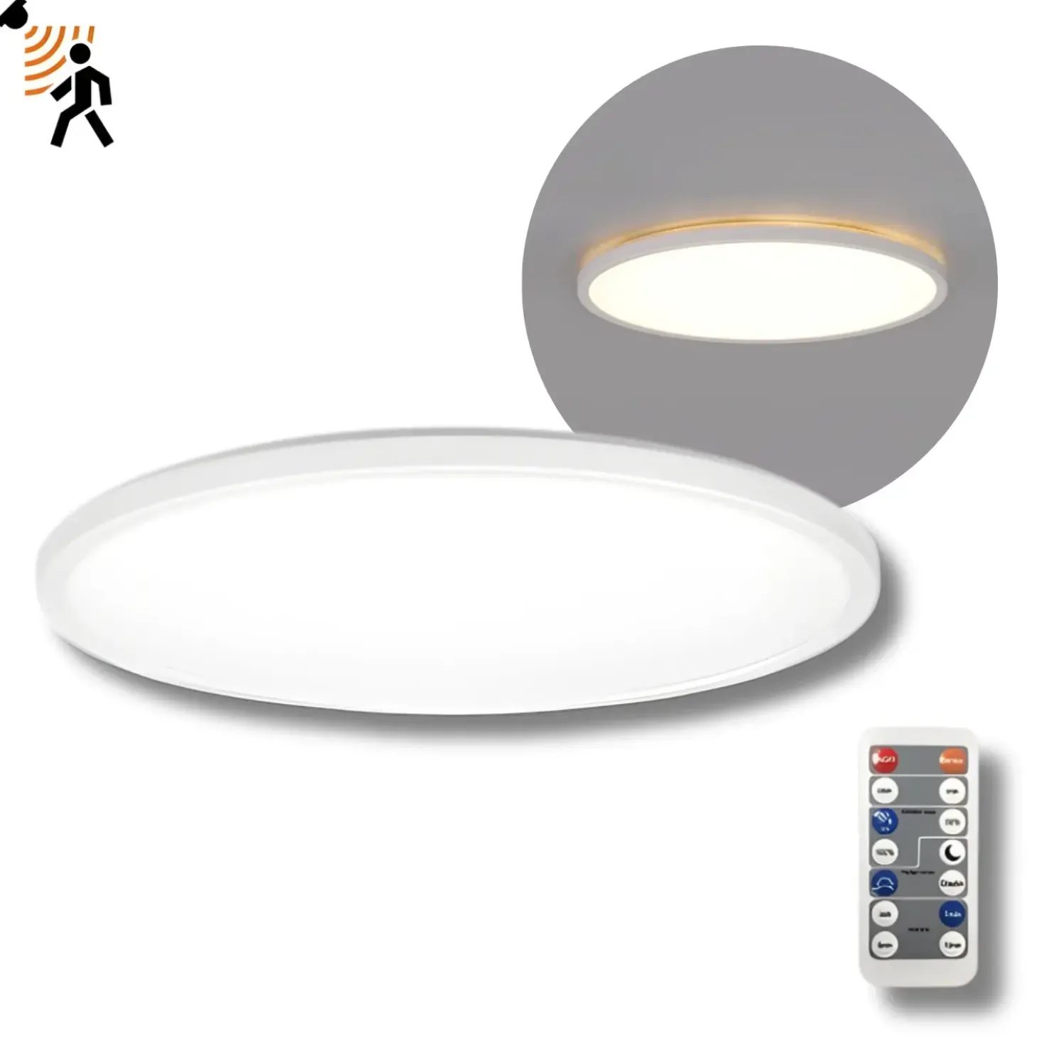 Plafond Lampe med Sensor | Ø420 | 3CCT | 3200lm | 32W | IP54 | NIVERA LX | Hvid