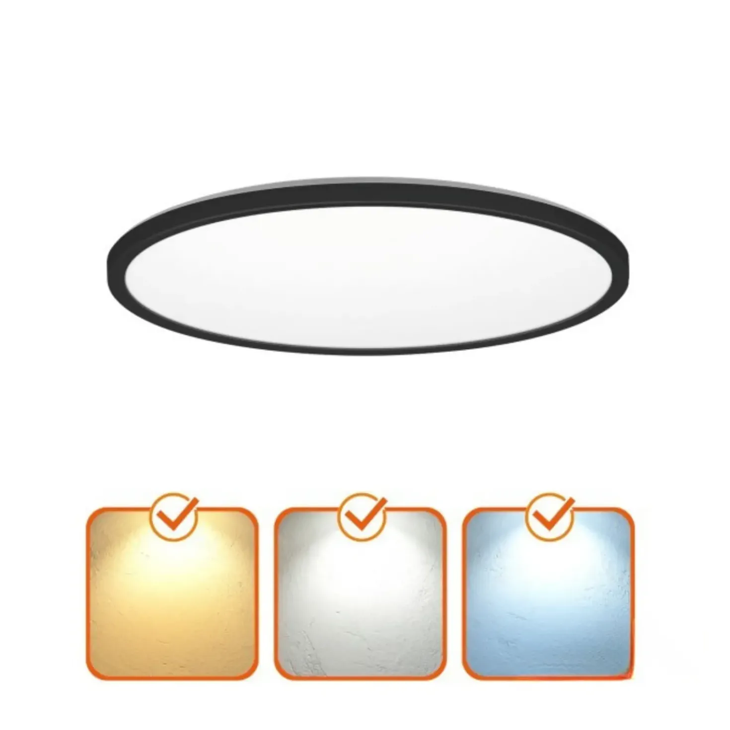 Plafond Lampe med Sensor | Ø225 | 3CCT | 1140lm | 12W | IP54 | NIVERA LX | Sort