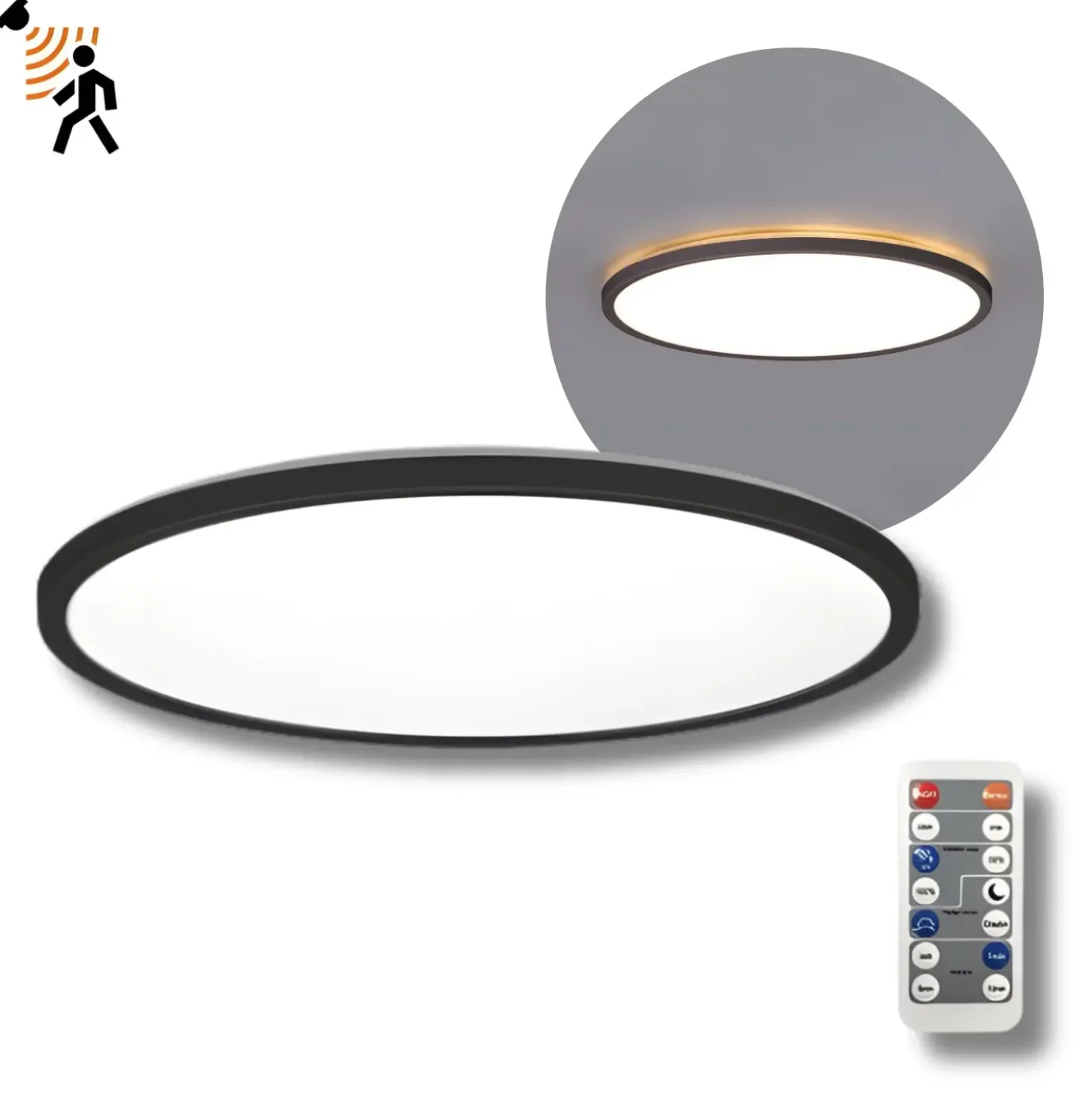 Plafond Lampe med Sensor | Ø300 | 3CCT | 2280lm | 24W | IP54 | NIVERA LX | Sort