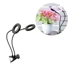 Plantelys Lampe | 2 pak | 7,6 PPF | 8W | 2 Ring Lyselementer | Timer | VITARO RING2 CLIP | Sort