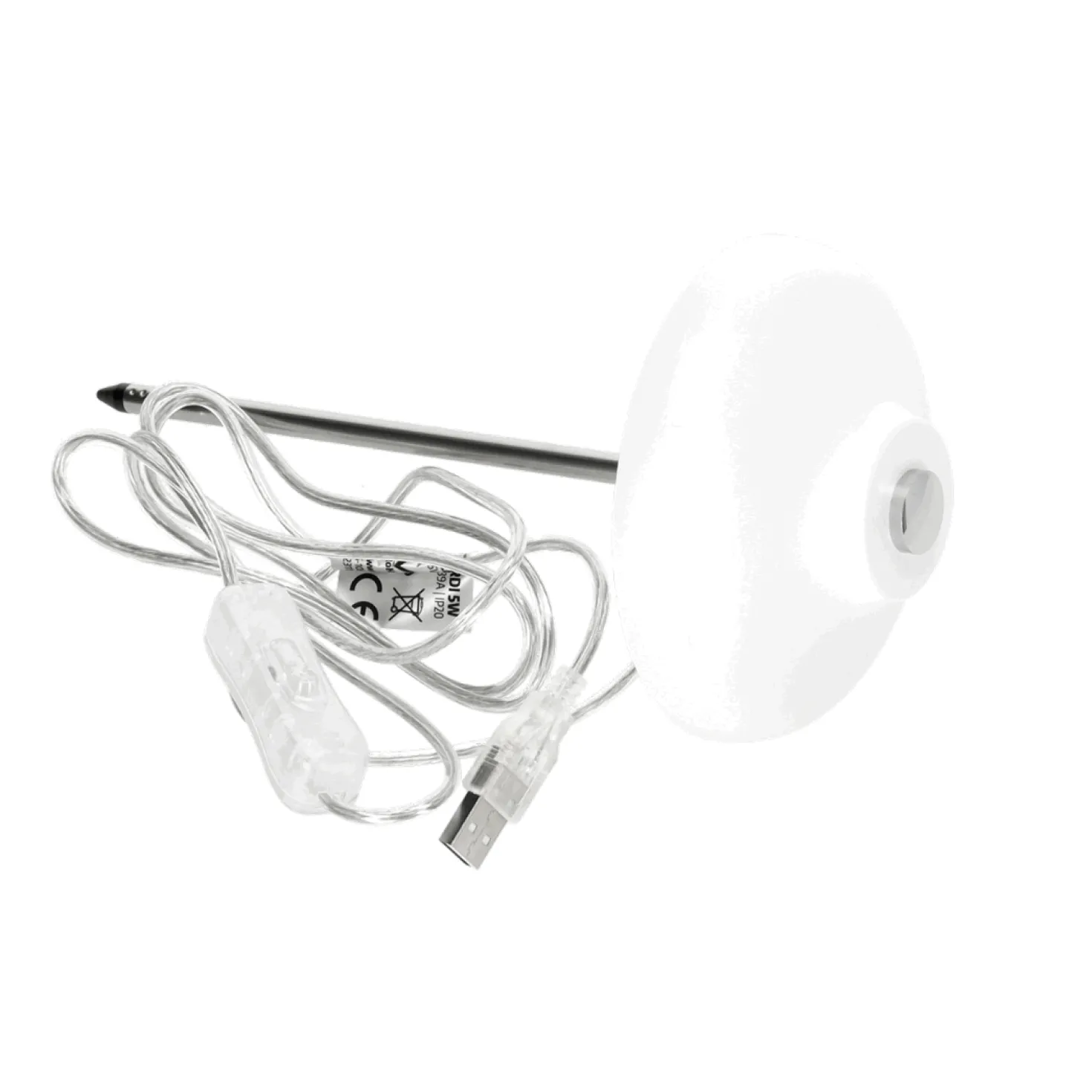 Plantelys Lampe på Spyd | 4,6 PPF | 5W | Justerbar højde | USB-A | VERDI | Hvid
