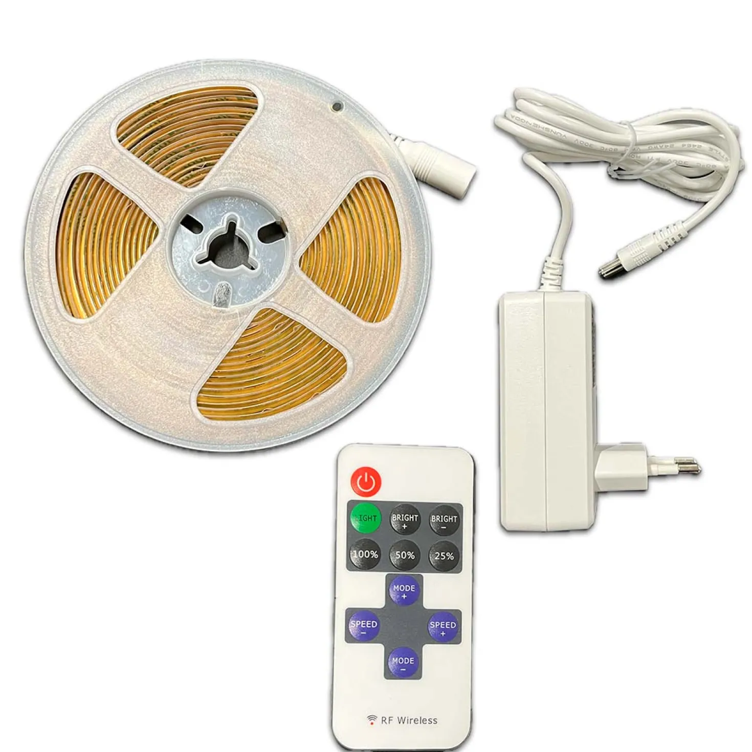 Plug n Play COB LED Strip 24V | 5m | 8mm | 3000K | 315lm/m | 6.6W/m | IP20