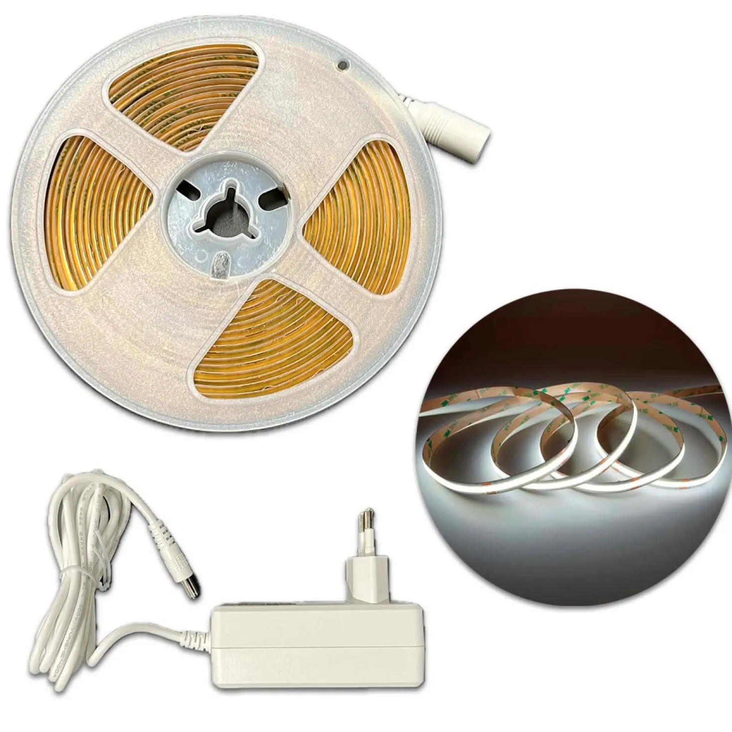 Plug n Play COB LED Strip 24V | 5m | 8mm | 4000K | 343lm/m | 6.6W/m | IP20
