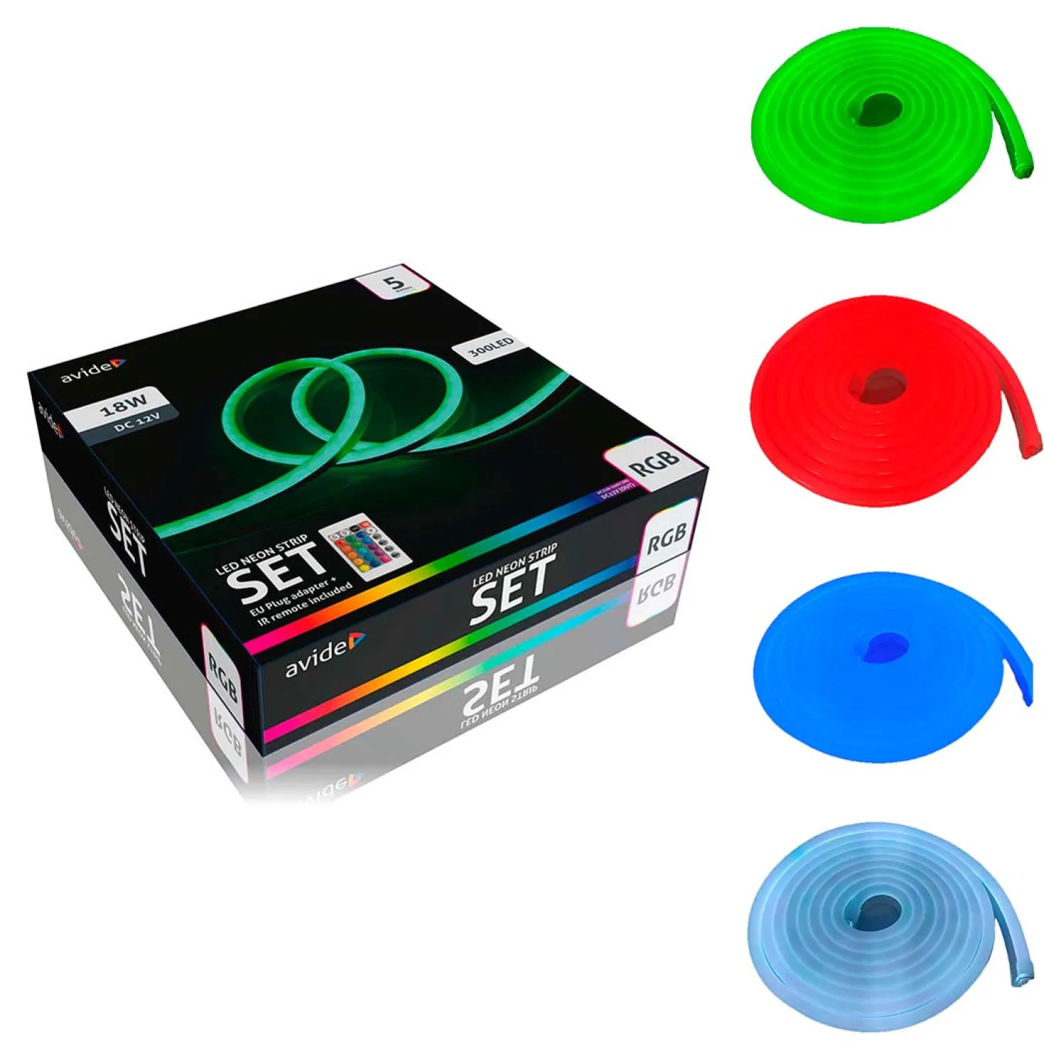 Plug n Play Neon LED Strip 12V | 5m | 8mm | RGB | 3.6W/m | IP67