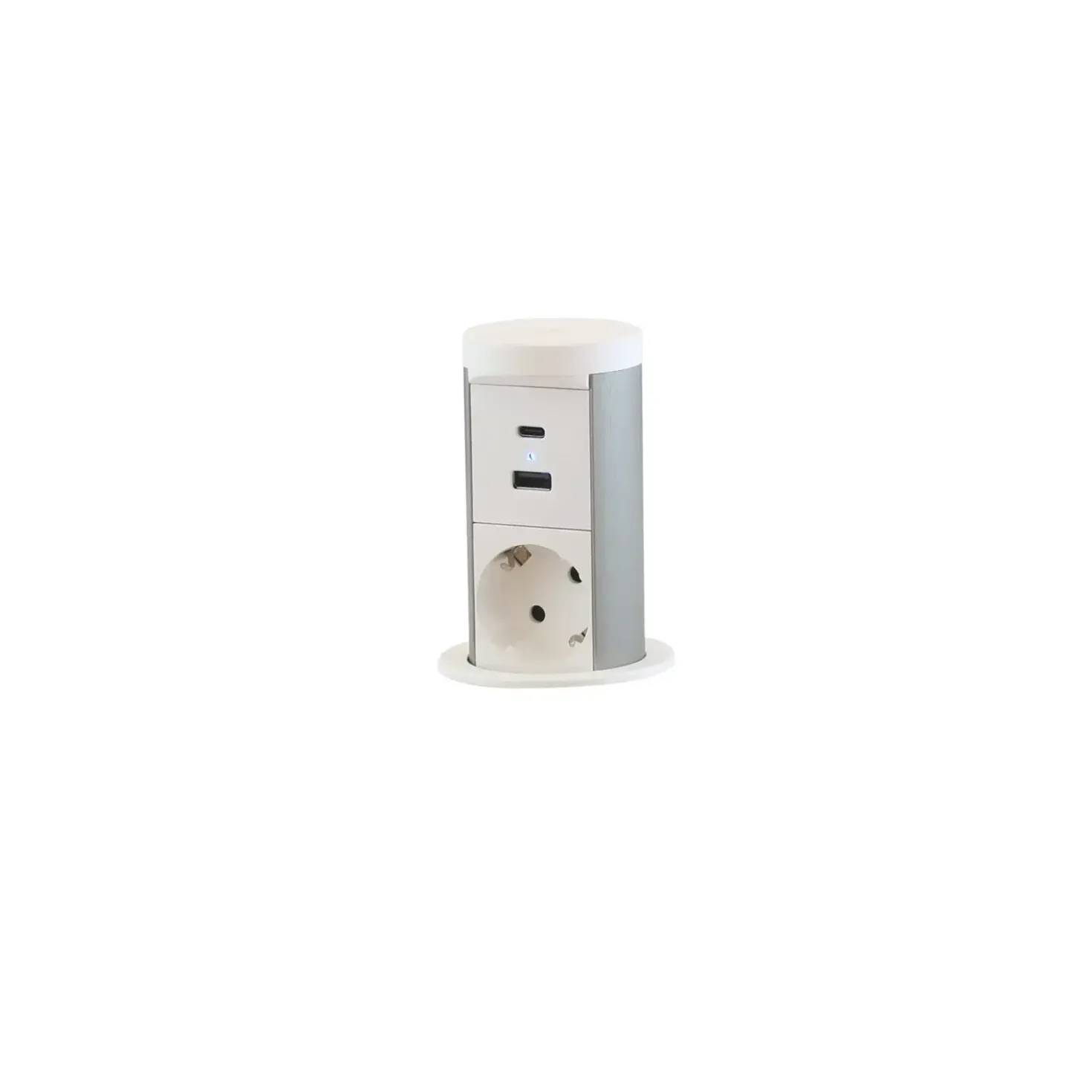 Pop-Up 1 Stikdåse | m/ USB A+C & QI Opladning | 3680W | Hvid