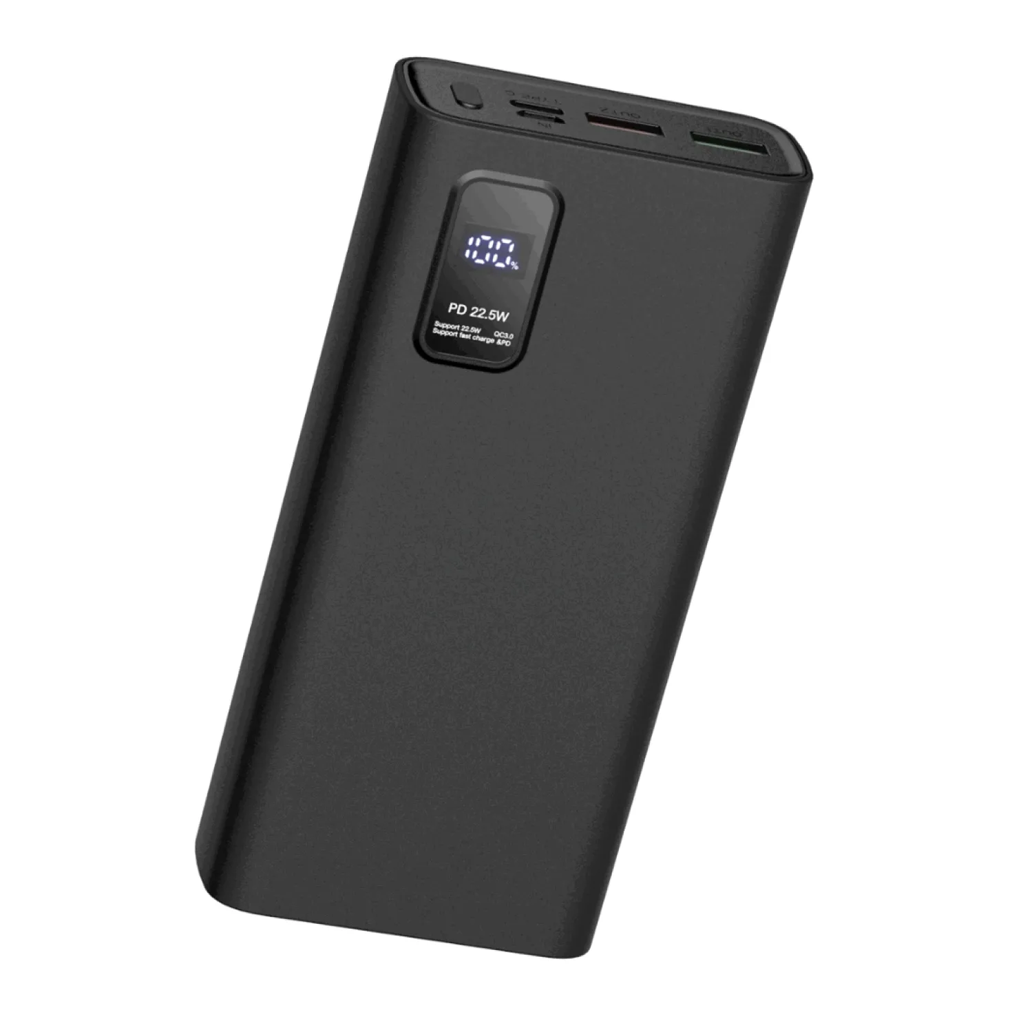 Powerbank 20000mAh | 22.5W | QC 3.0 | USB-C & USB-A | Sort