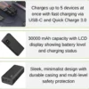 Powerbank 30000mAh | 22W | QC 3.0 | USB-C & USB-A | Sort