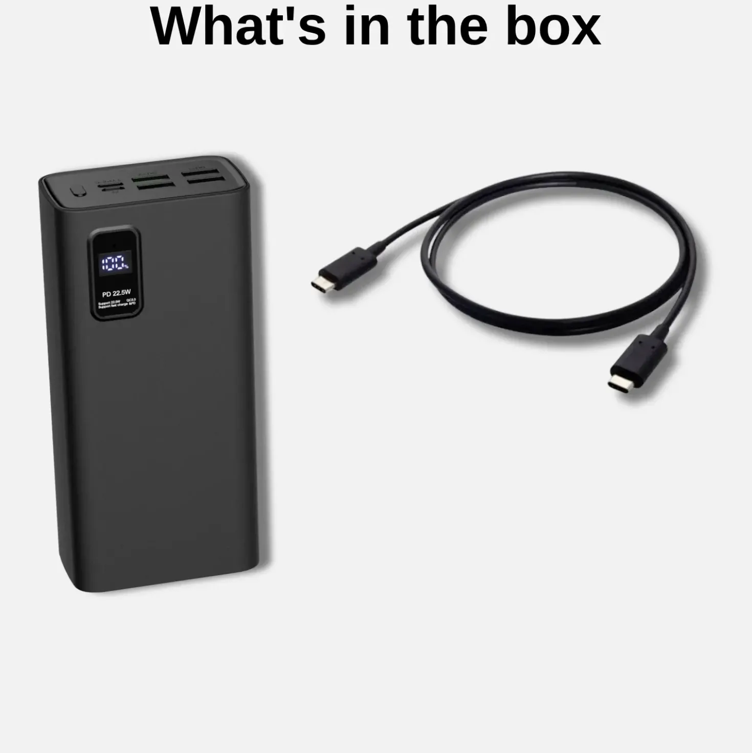 Powerbank 30000mAh | 22W | QC 3.0 | USB-C & USB-A | Sort