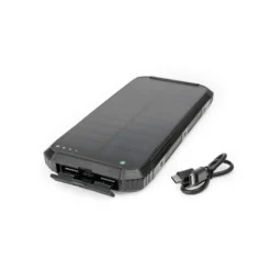 Powerbank med Solcelle | 10.000 mAh | 15W | Sort