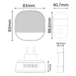 Ringklokke | Kinetisk sender | IP44 | Natlampe funktion