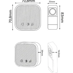 Ringklokke | Sender med batteri | IP44 | 36 Melodier