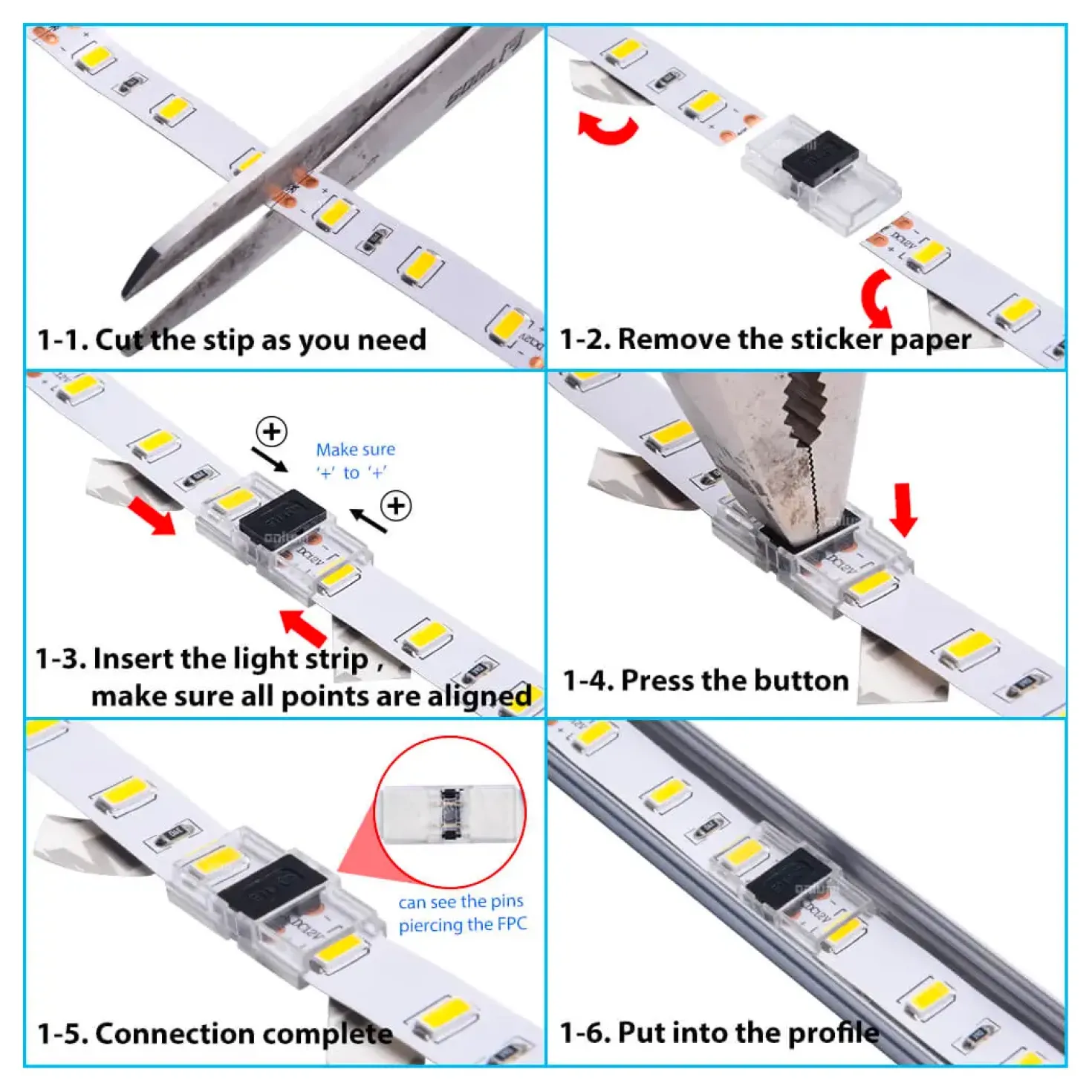 Samlestykke | 8mm | IP20 | SMD LED Strip | Enkelt Farve LED Bånd | 2 Pin | Beetle