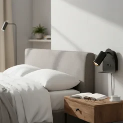 Sengelampe med USB | GU10 | Sort