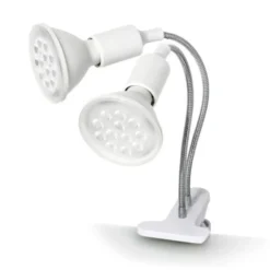 Skrivebordslampe | Grolys | Hvid | Med klemme | 230V | 2xE27 | 2x30W