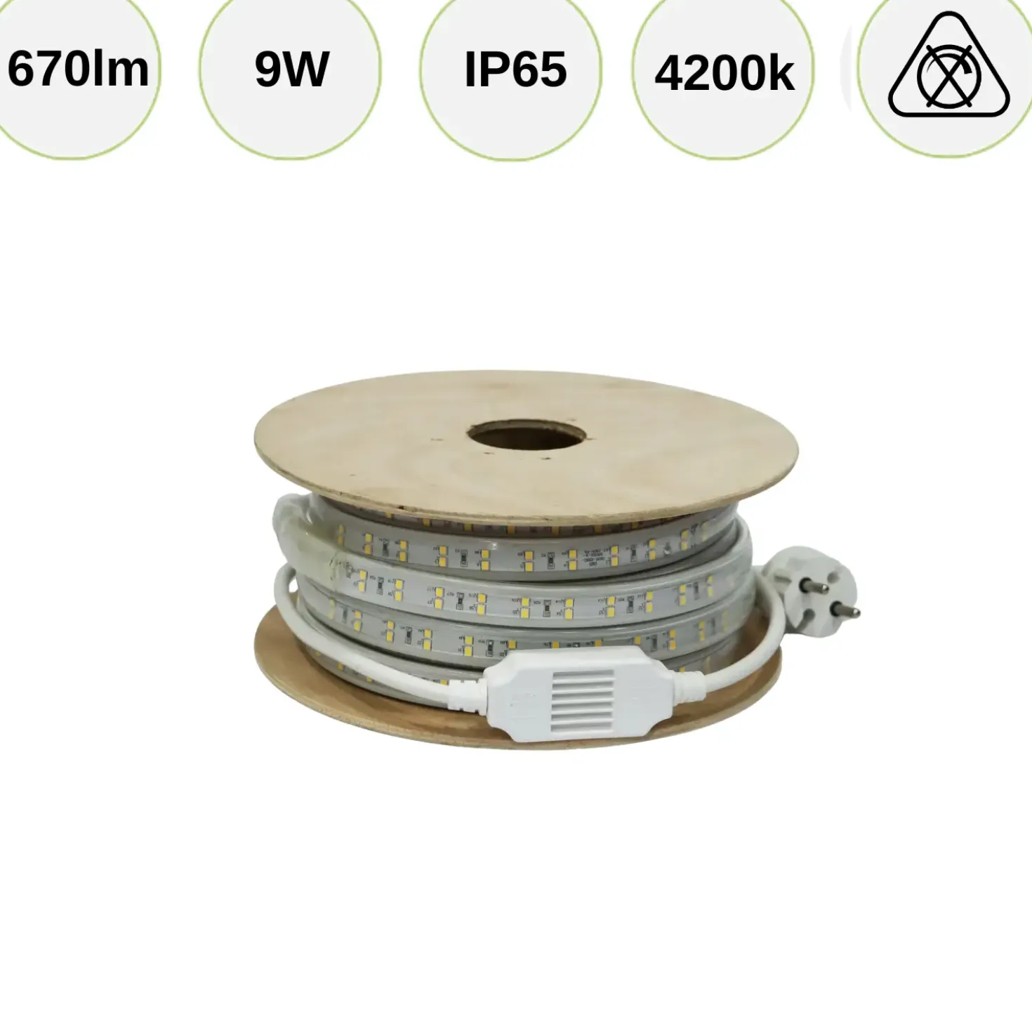 SMD LED Strip 230V | 10m | 4200K | 670lm/m | 9W/m | IP66 | BANDIT