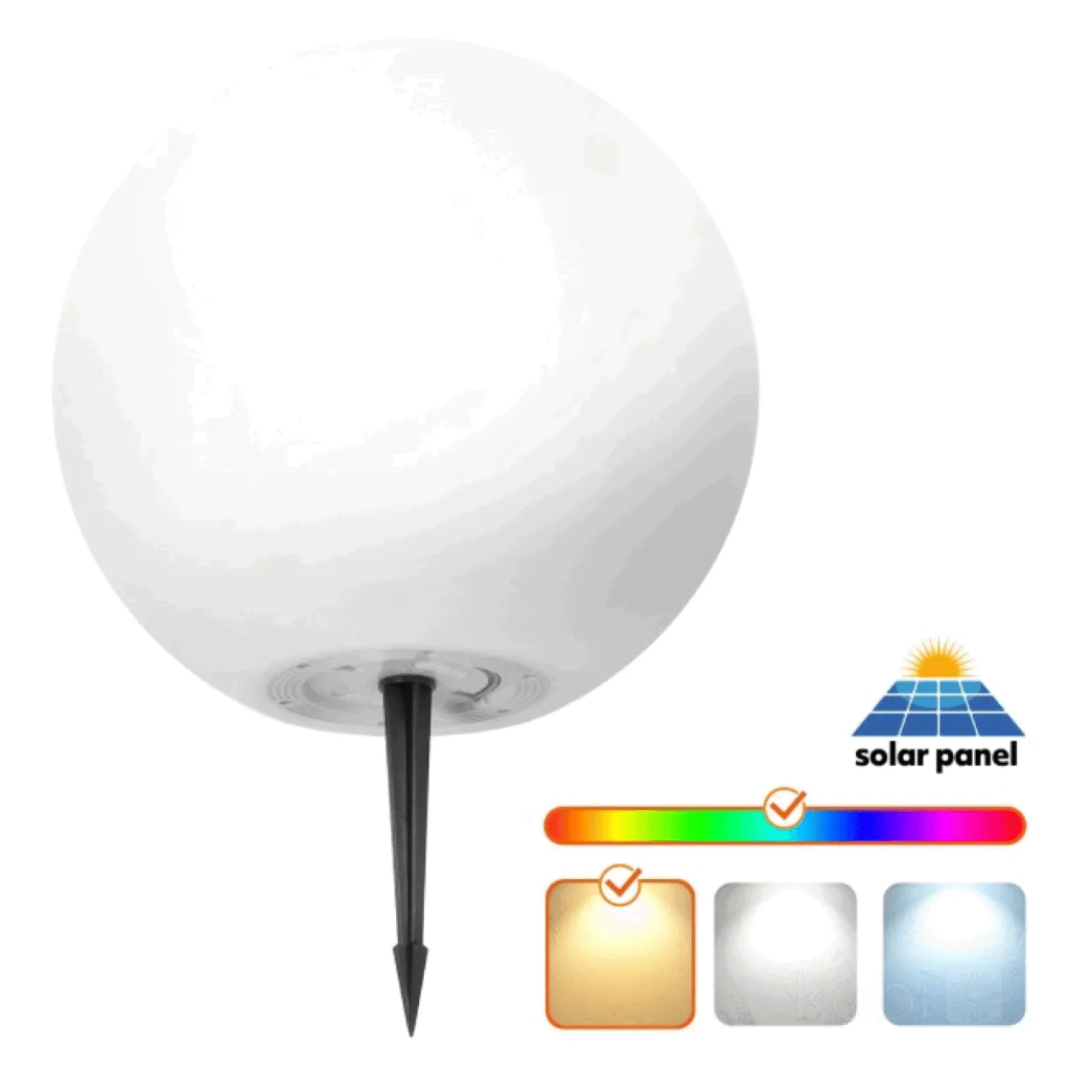 Solcelle Kuglelampe | Udendørs Solcelle Lampe | RGB +3000K | Ø400mm | IP54