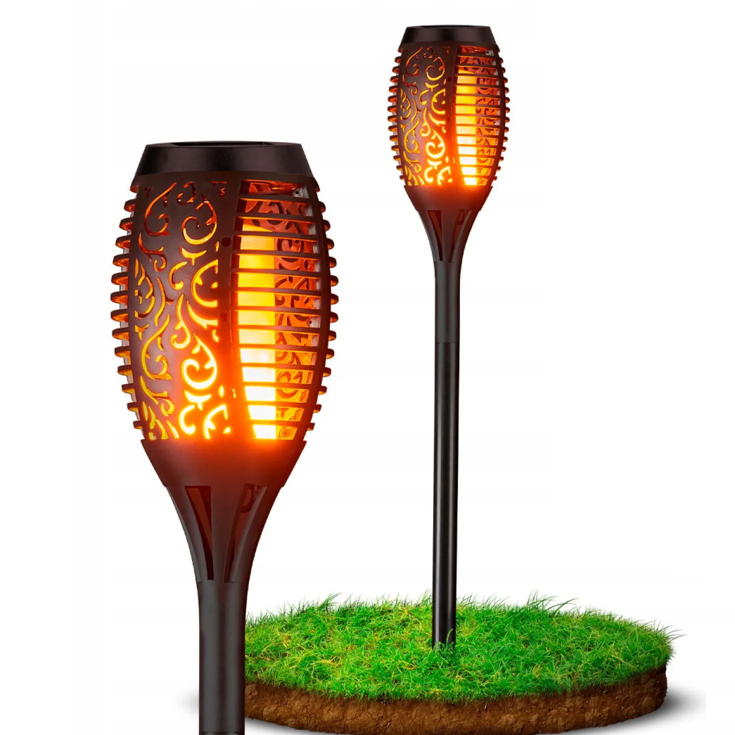 Solcellelampe Flamme fakkel på Spyd | Batteri | 51cm | LED | 6 stk.