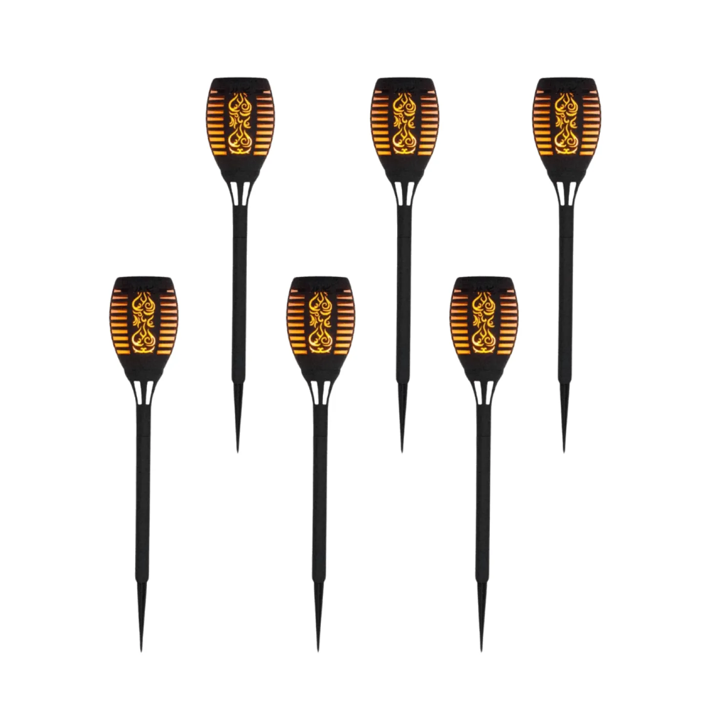 Solcellelampe Flamme fakkel på Spyd | Batteri | 51cm | LED | 6 stk.