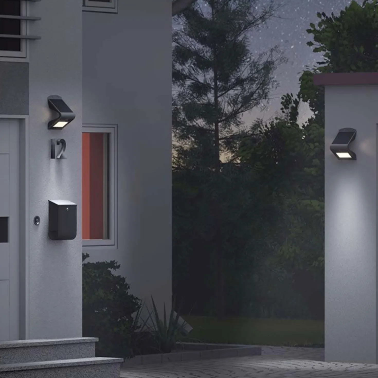 Solcellelampe Udendørs | LED Væglampe | Sort | Bevægelses sensor (45807)
