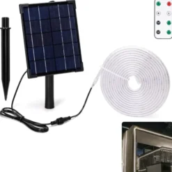 Solcelle LED strip | 5m | 6500K | 500lm | 50W | Separat solpanel | 2m kabel | Sort