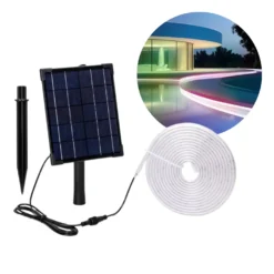 Solcelle LED strip | 5m | RGB | 500m | 30W | Separat solpanel | 2m kabel | Sort