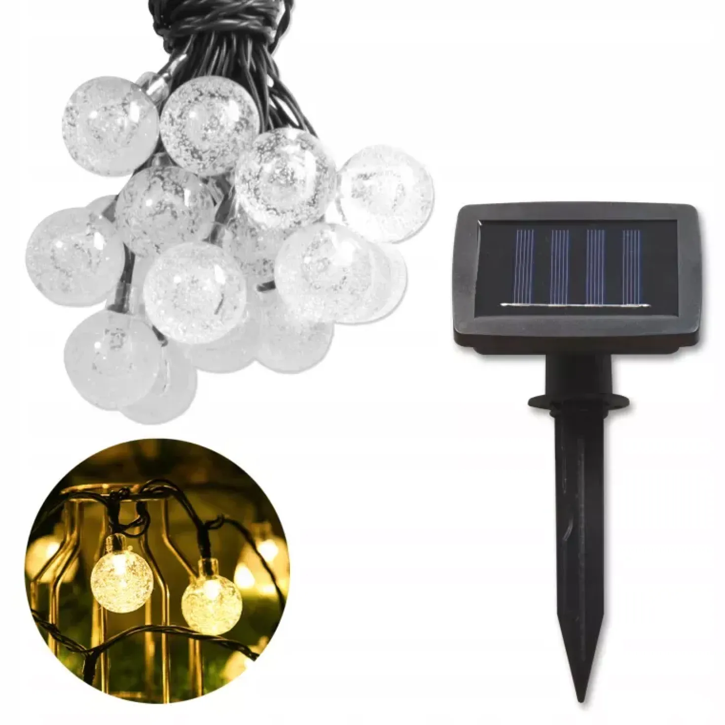 Solcelle Lyskæde | Udendørs Lyskæde | 3000K | 785cm | 40 LED pærer (2291)