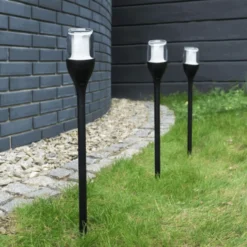 Solcelle på spyd | Sort | Flammeeffekt | IP65