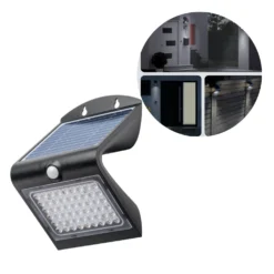 Solcelle Væglampe med Sensor | 4000K | 500lm | 4W | IP65 | Sort