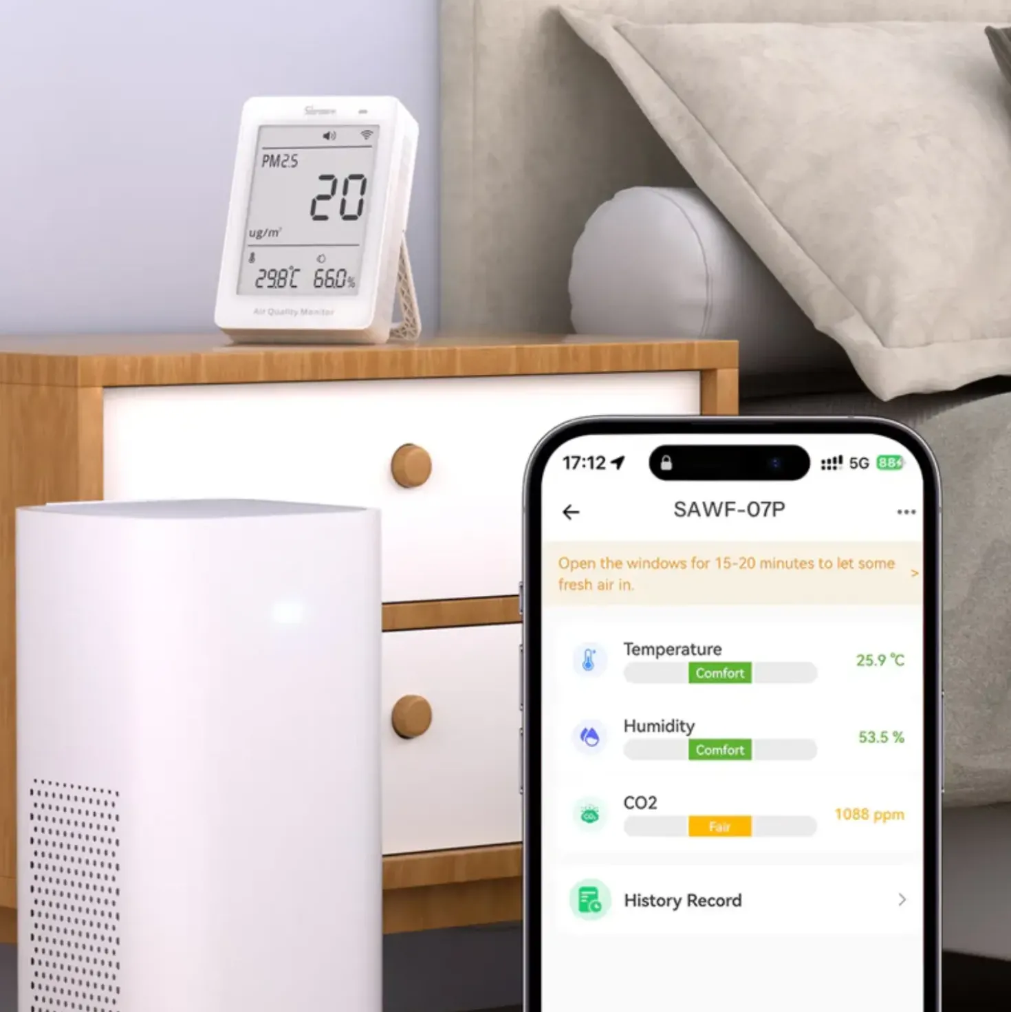Sonoff AirGuard PM2.5/PM10 Luftkvalitetsmåler | Matter over WiFi | SAWF-07P