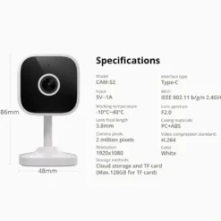 Sonoff Cam Slim Gen2 | Overvågningskamera | Nightvision | 1080P | WiFi