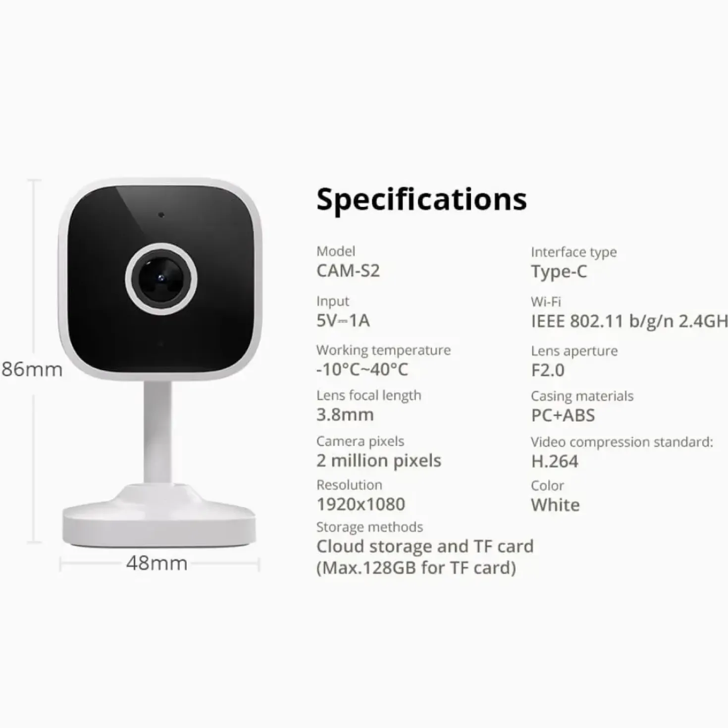 Sonoff Cam Slim Gen2 | Overvågningskamera | Nightvision | 1080P | WiFi