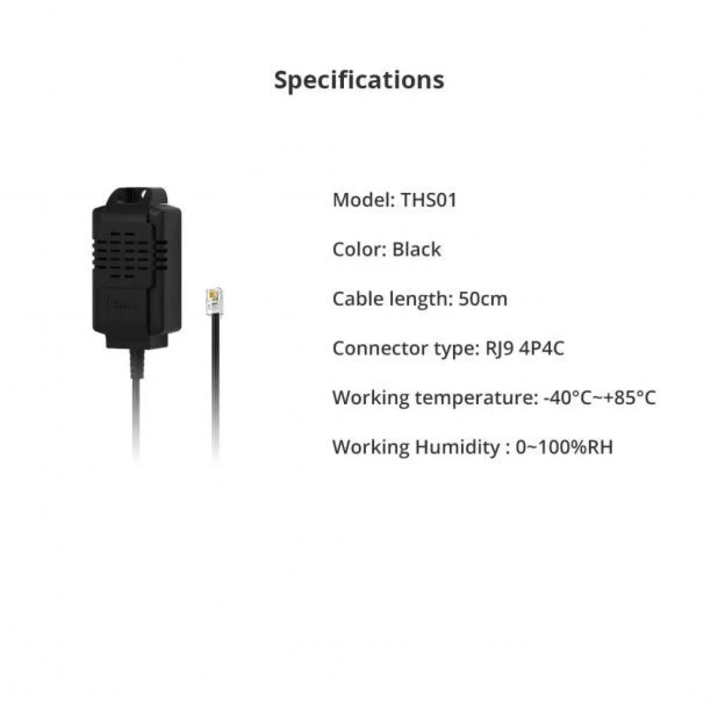 Sonoff Temperatur og fugtsensor | THS01 | Tilbehør til TH Elite og TH Origin | RJ11 stik