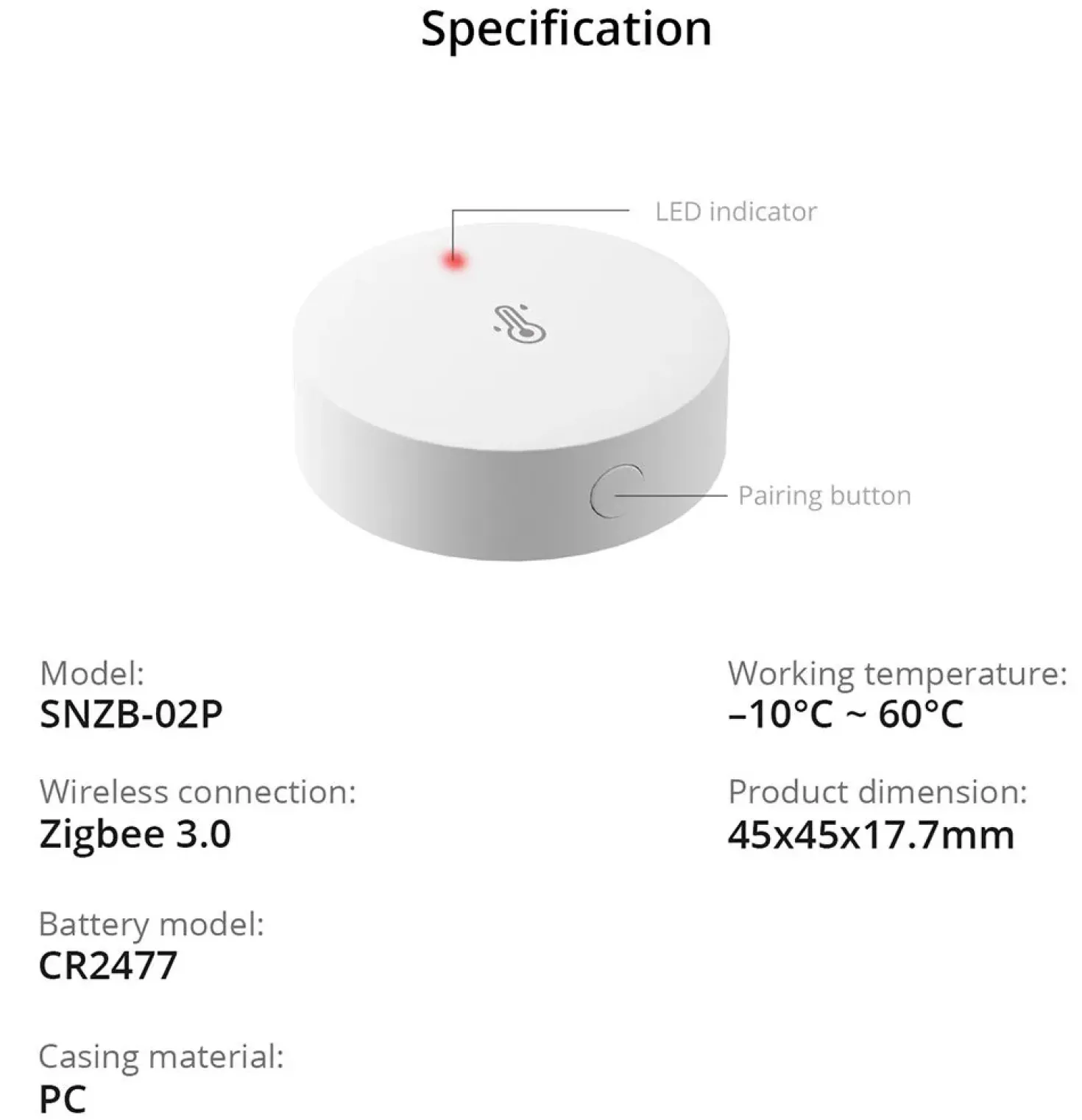 Sonoff Zigbee Temp. & Fugt sensor | 4-Pak | Zigbee 3.0 | SNZB-02P Copy