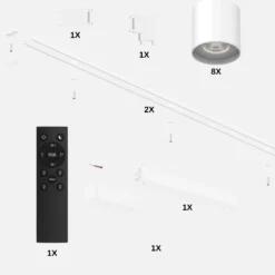 Spotlys på Skinne | 8 stk. | Komplet sæt | Wifi styring | SlimTrack | Hvid