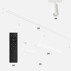 Spotlys på Skinne | 4 stk. | Komplet sæt | Wifi styring | SlimTrack | Hvid