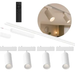 Spotlys på Skinne | 4 stk. | Komplet sæt | Wifi styring | SlimTrack | Hvid