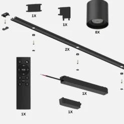 Spotlys på Skinne | 8 stk. | Komplet sæt | Wifi styring | SlimTrack | Sort