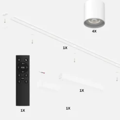 Spots på Skinne | 4 stk. | Komplet sæt | Wifi styring | SlimTrack | Hvid