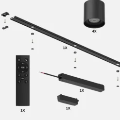 Spots på Skinne | 4 stk. | Komplet sæt | Wifi styring | SlimTrack | Sort