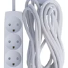 Stikdåse 4 Udtag | M/jord | 5M | 230V | 13A | 2990W | Hvid