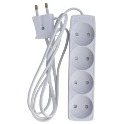Stikdåse 4 Udtag | M/jord | 5M | 230V | 13A | 2990W | Hvid