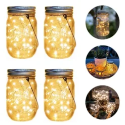 4 stk. Solcelle Lanterne | Glas | LED | Lys Dekoration | Udendørslamper (0745)