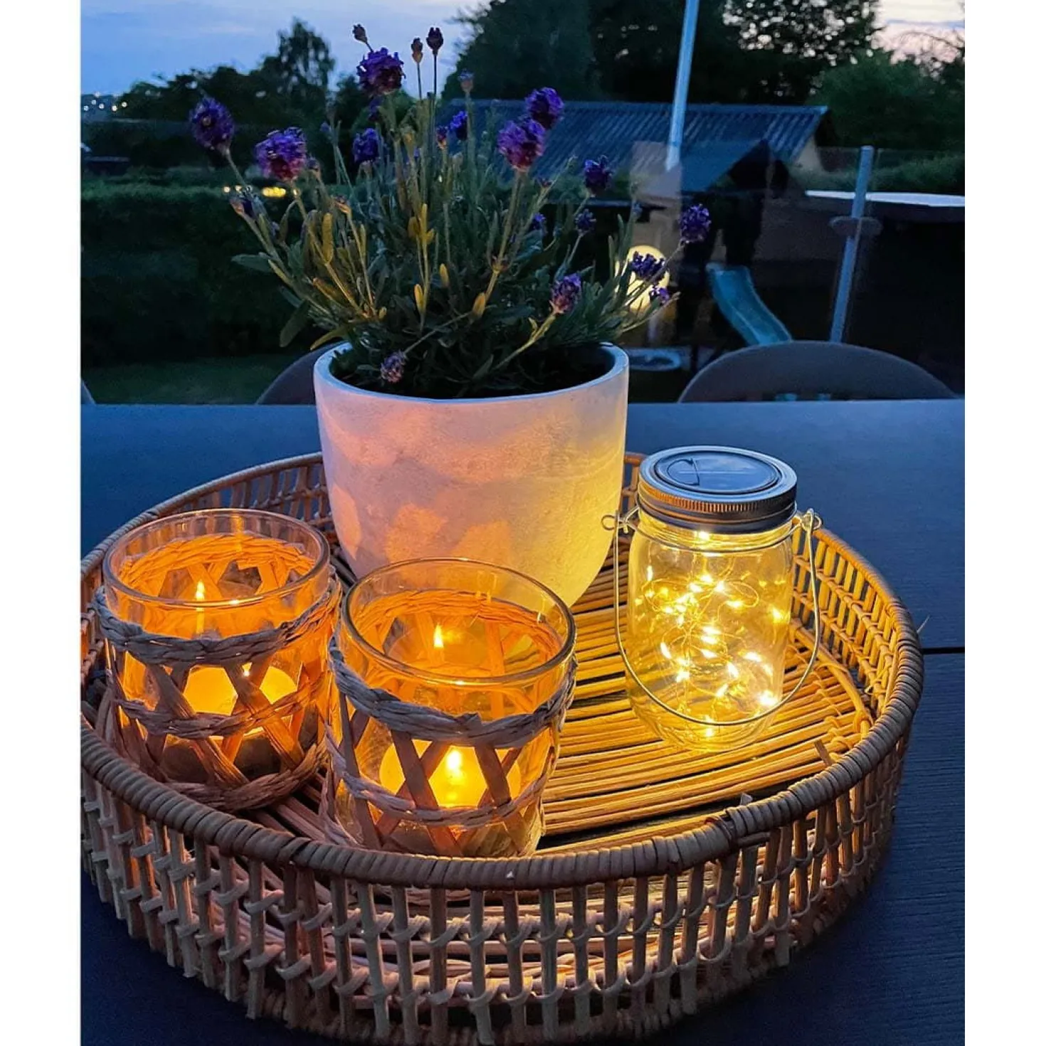 4 stk. Solcelle Lanterne | Glas | LED | Lys Dekoration | Udendørslamper (0745)